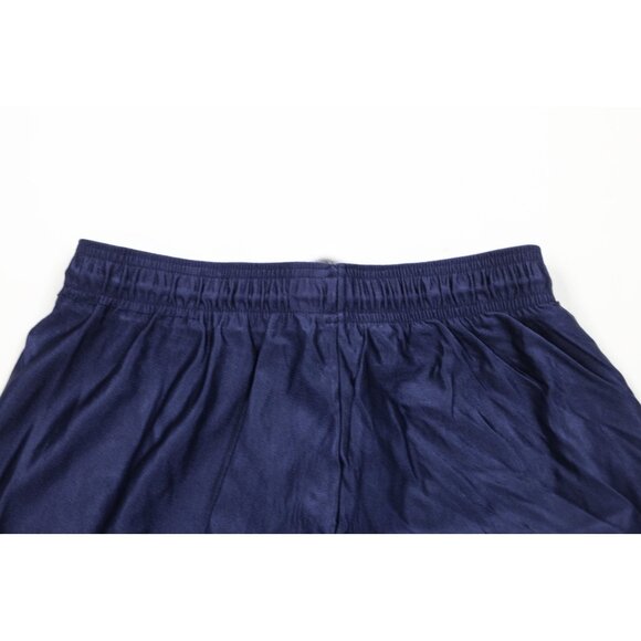 Vintage 90s Wilson Mens Large Blank Silky Nylon Basketball Shorts Navy Blue USA - Picture 11 of 13